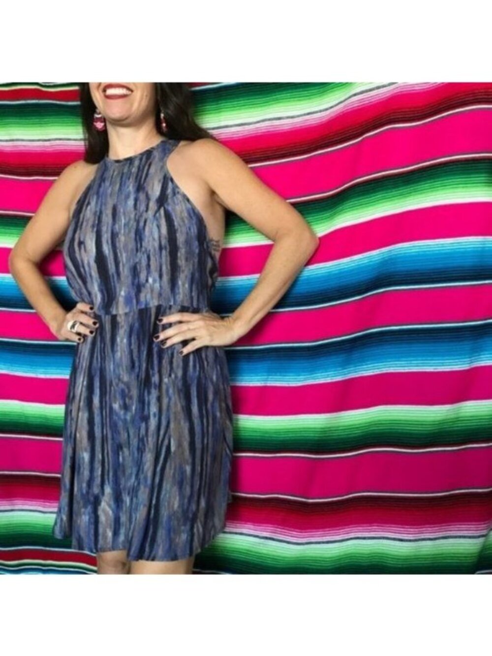 UO Ecote Tie Dye Space Dye Deep Open Side Mini Dress